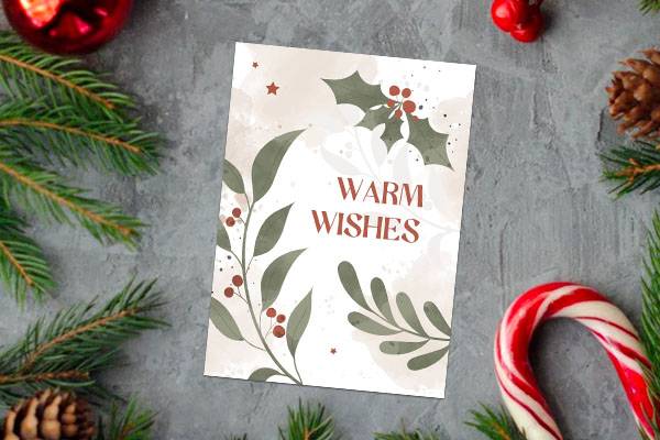 Warm Wishes Non Denominational A6 Postcard