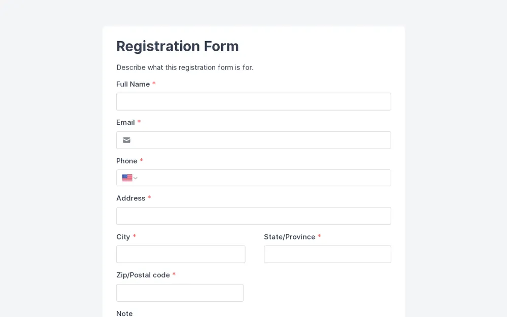 Registration Form template preview