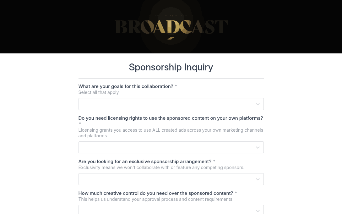 Sponsorship Inquiry Form | Template template preview