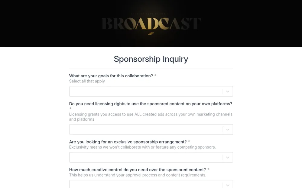 Sponsorship Inquiry Form | Template template preview