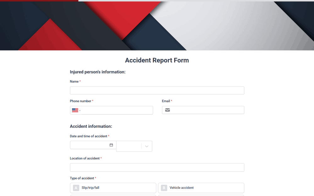 Accident Report Form template preview
