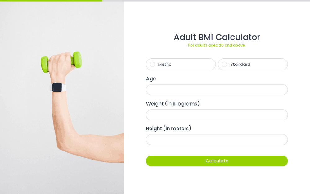 Adult BMI Calculator template preview