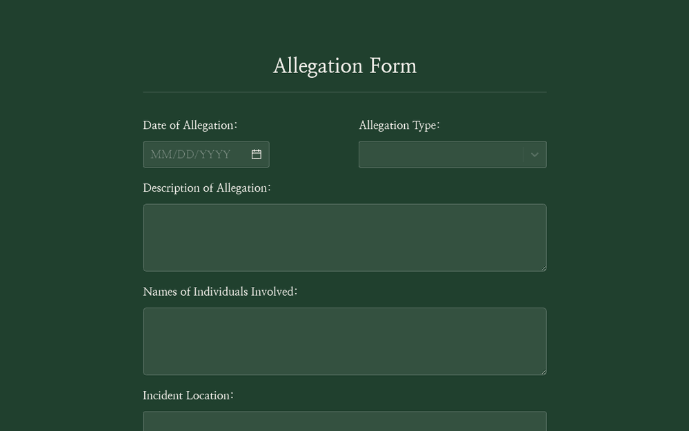 Allegation Form Template template preview