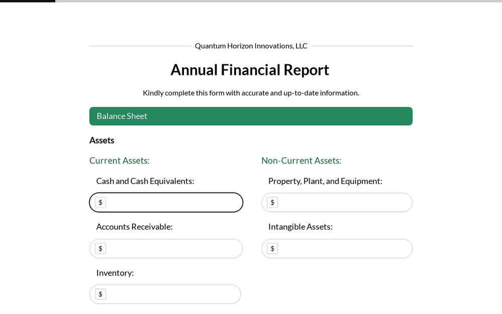 Annual Financial Report Submission Form template preview