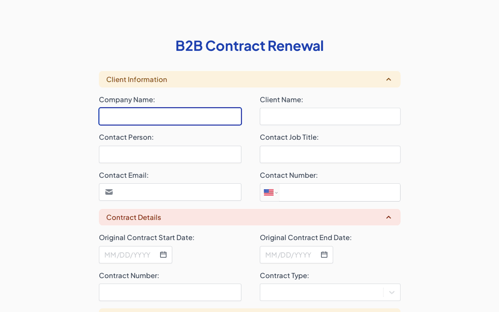 B2B Contract Renewal Form template preview
