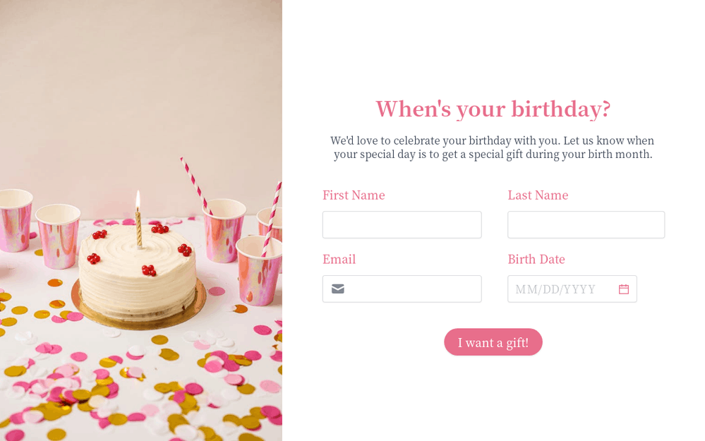 Birthday Discount Form template preview