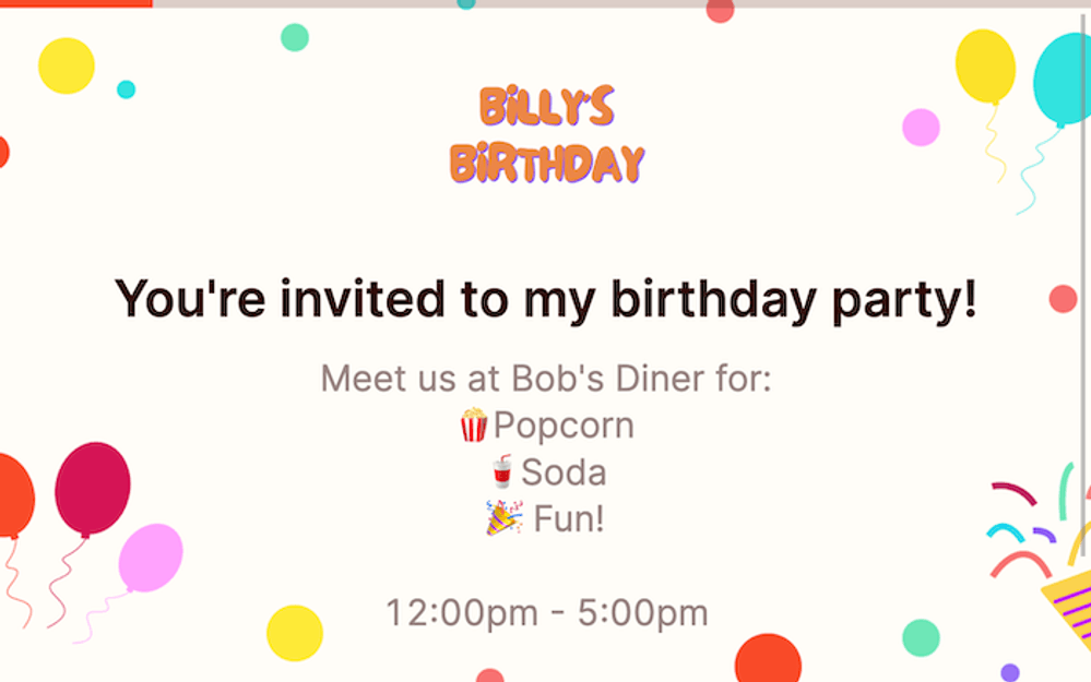 Birthday invitation RSVP template preview