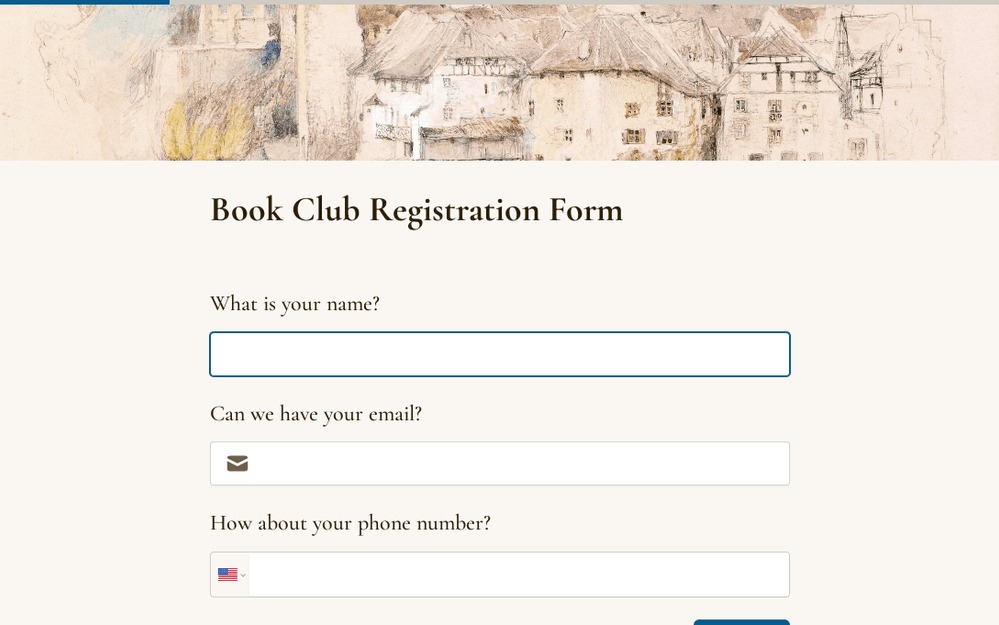 Book Club Registration Form template preview