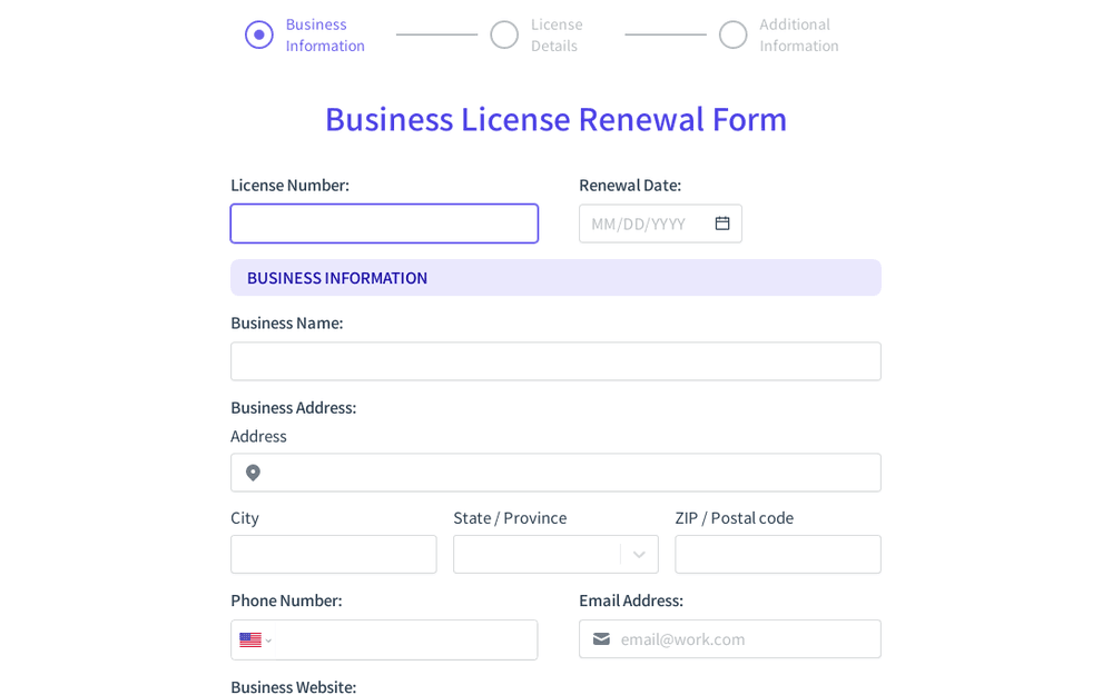 Business License Renewal Form template preview