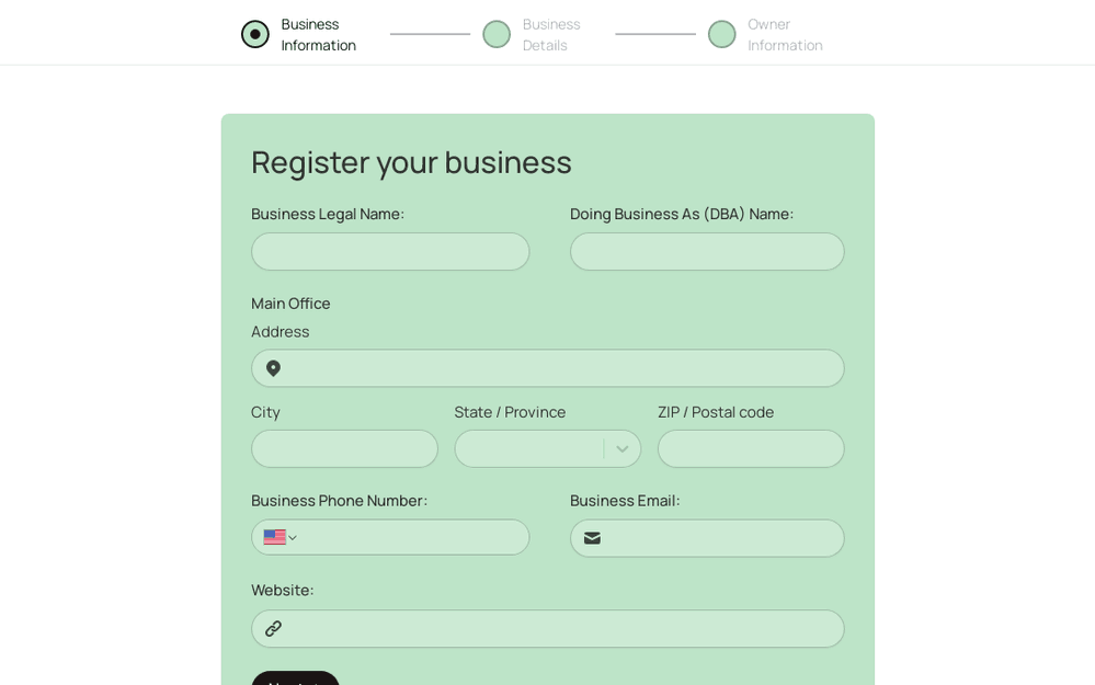 Modèle de formulaire d'enregistrement d'entreprise template preview