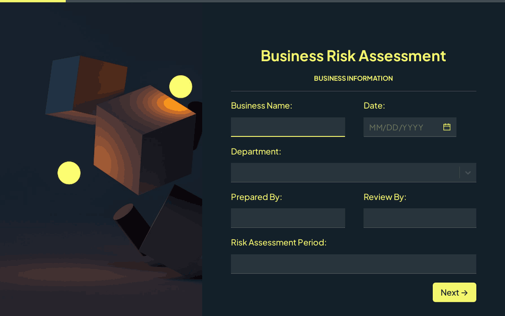 Business Risk Assessment Form template preview