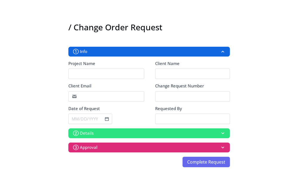 Change Order Request Form Template template preview