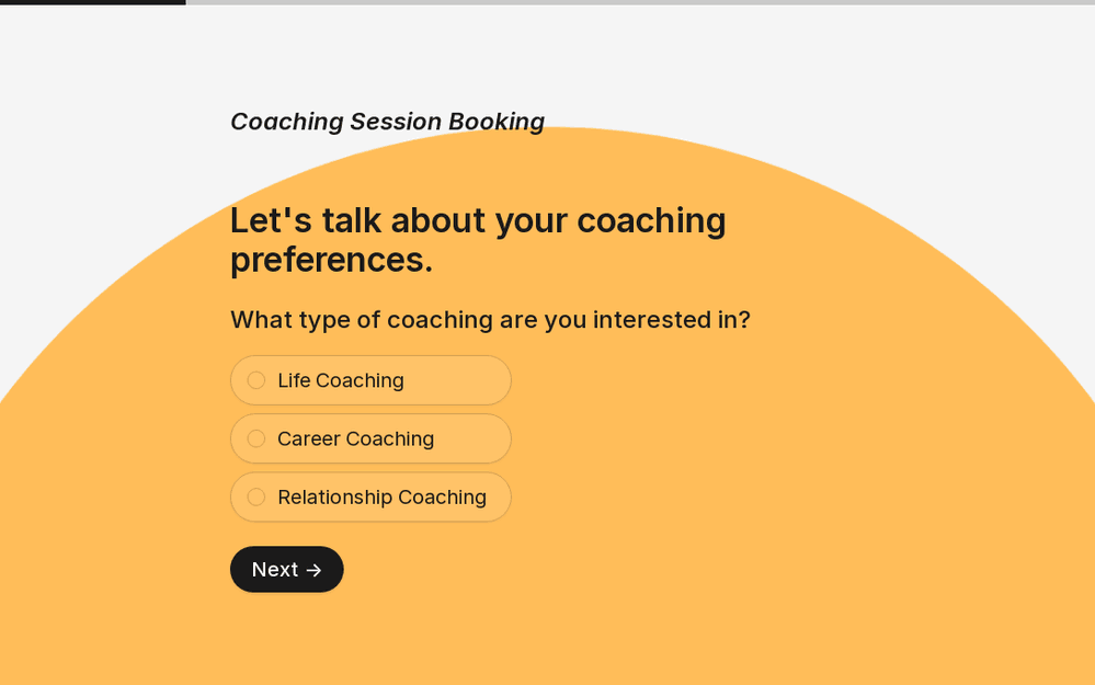 Coaching Session Booking Form template preview