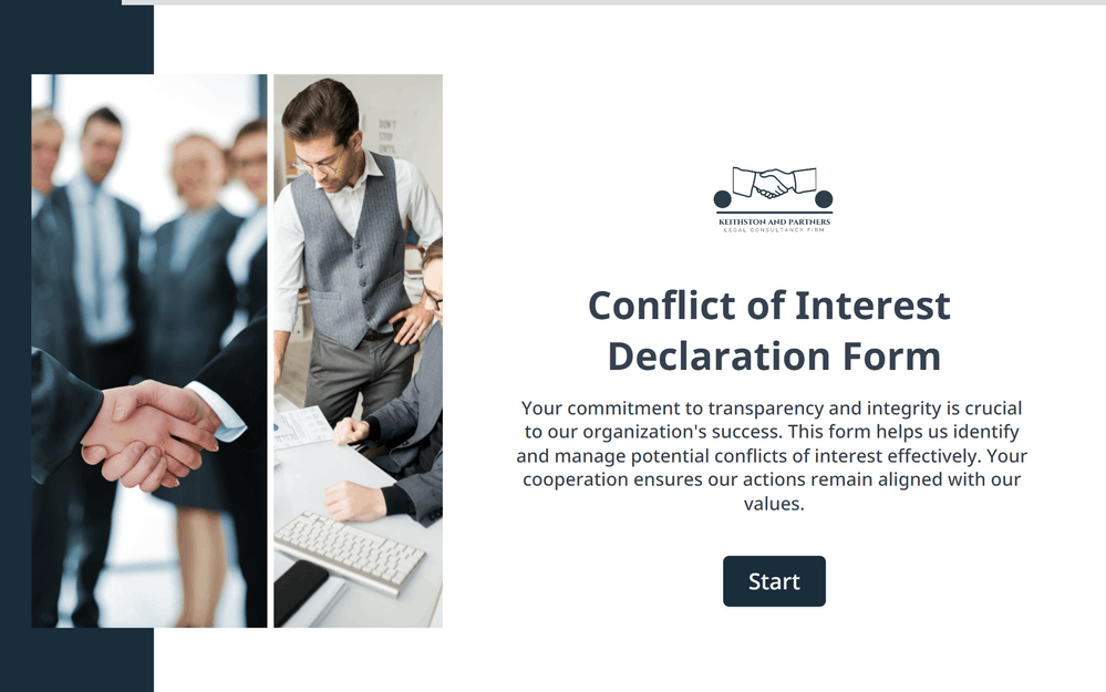 Conflict of Interest Declaration Form template preview