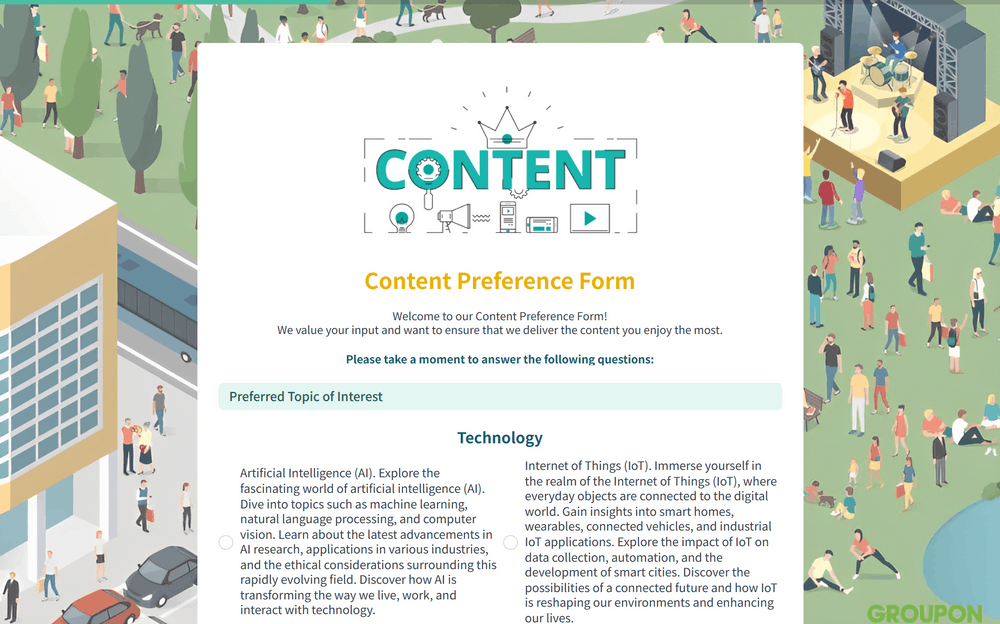 Content Preference Form template preview
