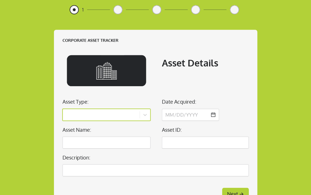 Corporate Asset Tracking Form template preview
