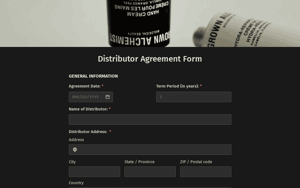 Distributor Agreement Form template preview