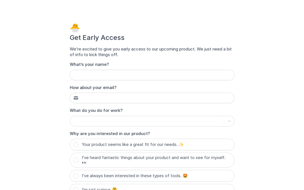 Early Access Form template preview
