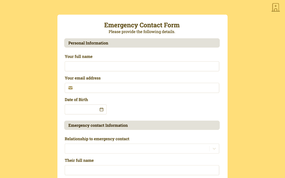 Formulario de contacto de emergencia template preview