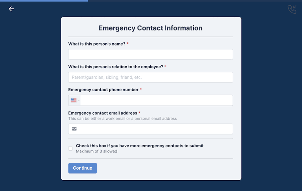 Formulario de contacto de emergencia para empleados template preview