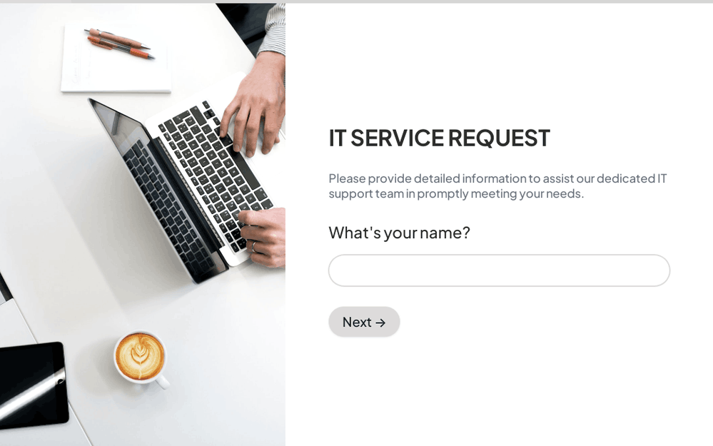 Enterprise IT Service Request Form template preview