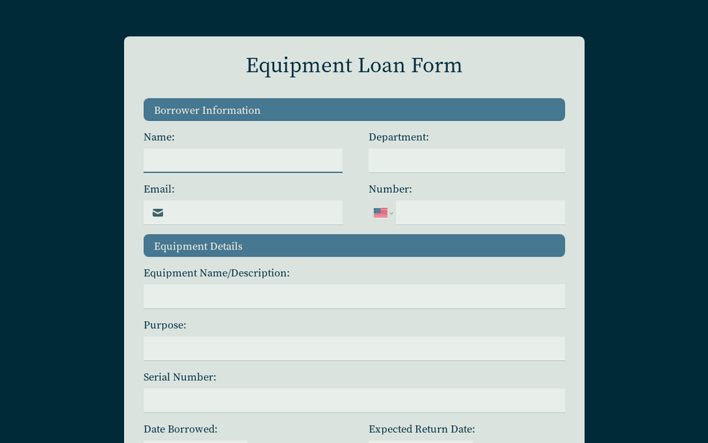 Equipment Loan Form template preview