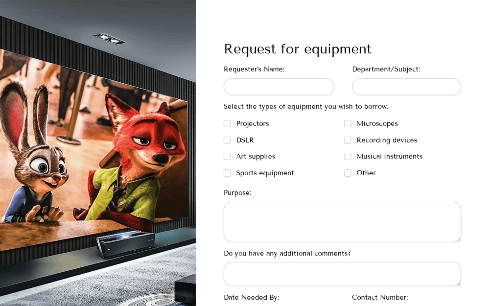 Equipment Request Form Template template preview