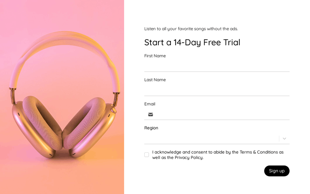 Free Trial Signup Form template preview