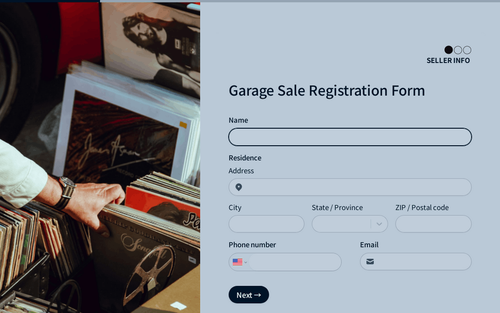 Garage Sale Registration Form template preview