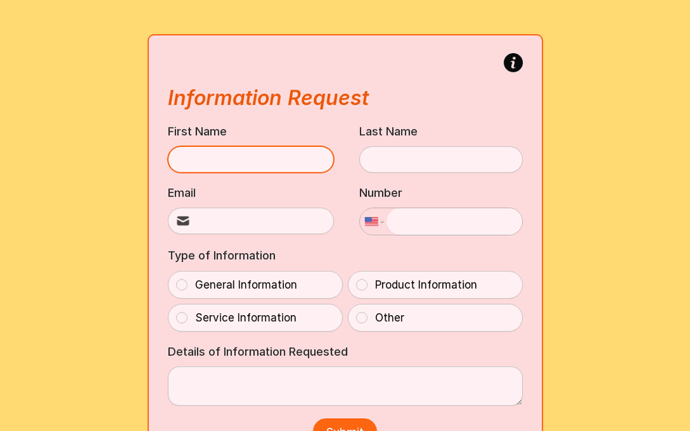 Information Request Form template preview