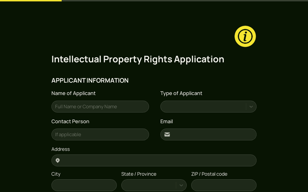 Intellectual Property Rights Application template preview