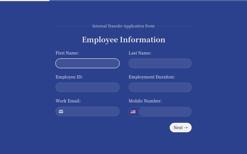 Internal Transfer Application Form template preview