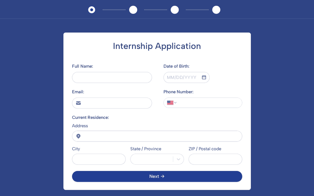 Internship Application Form Template template preview