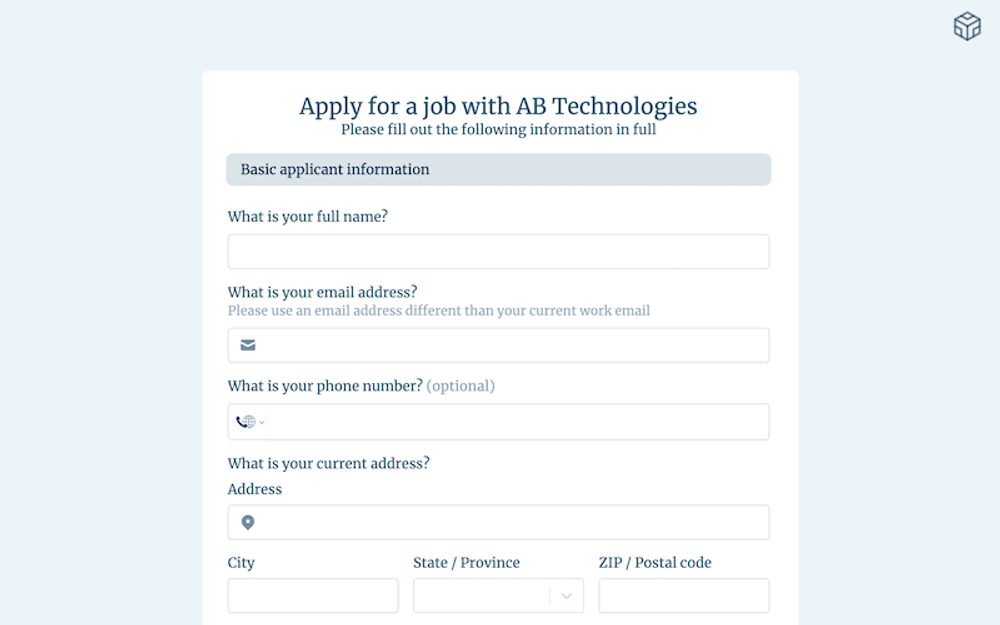 Job Application Form template preview