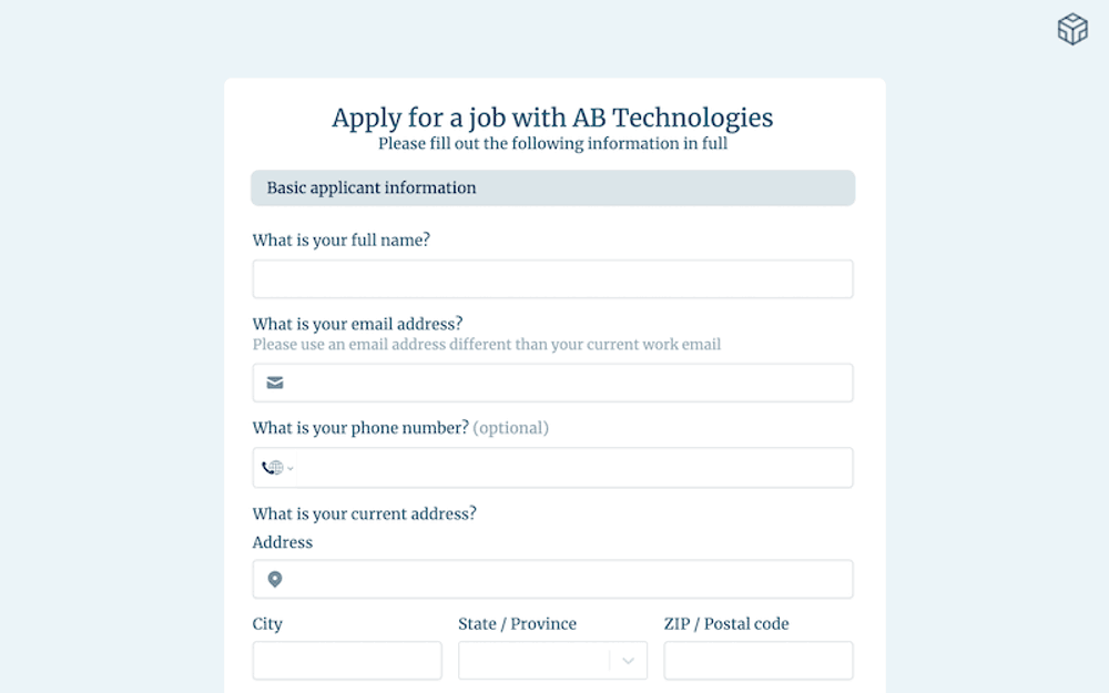 Candidate Application Form Template