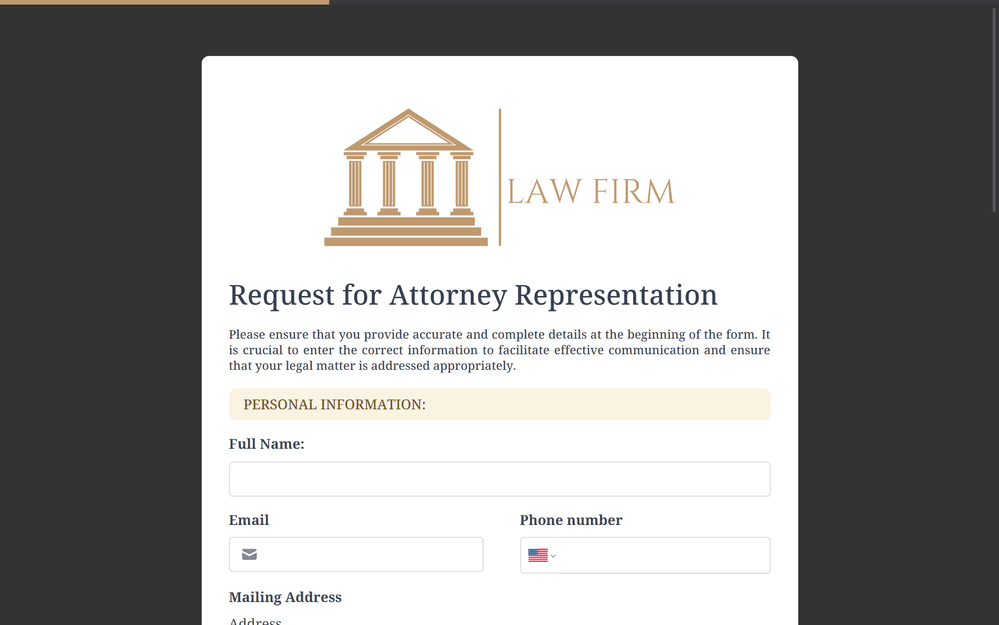 Legal Representation Form template preview