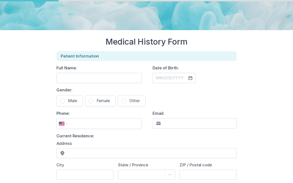 Medical History Form Template template preview