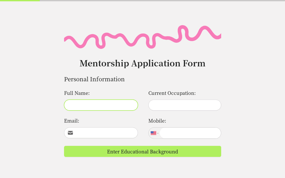 Mentorship Application Form template preview