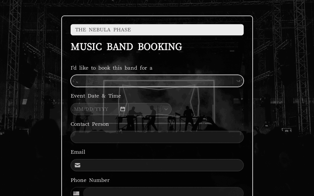 Music Band Booking Form template preview