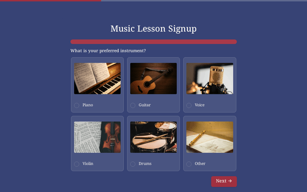 Music Lesson Signup Form template preview