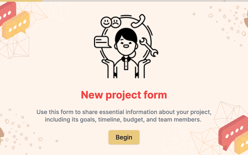 New project form template template preview