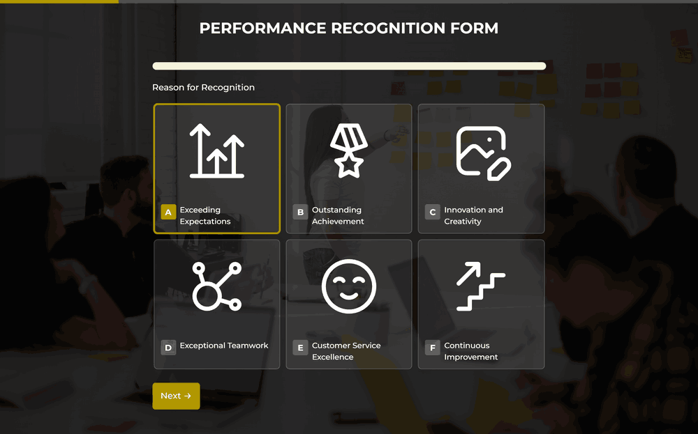 Performance Recognition Form template preview
