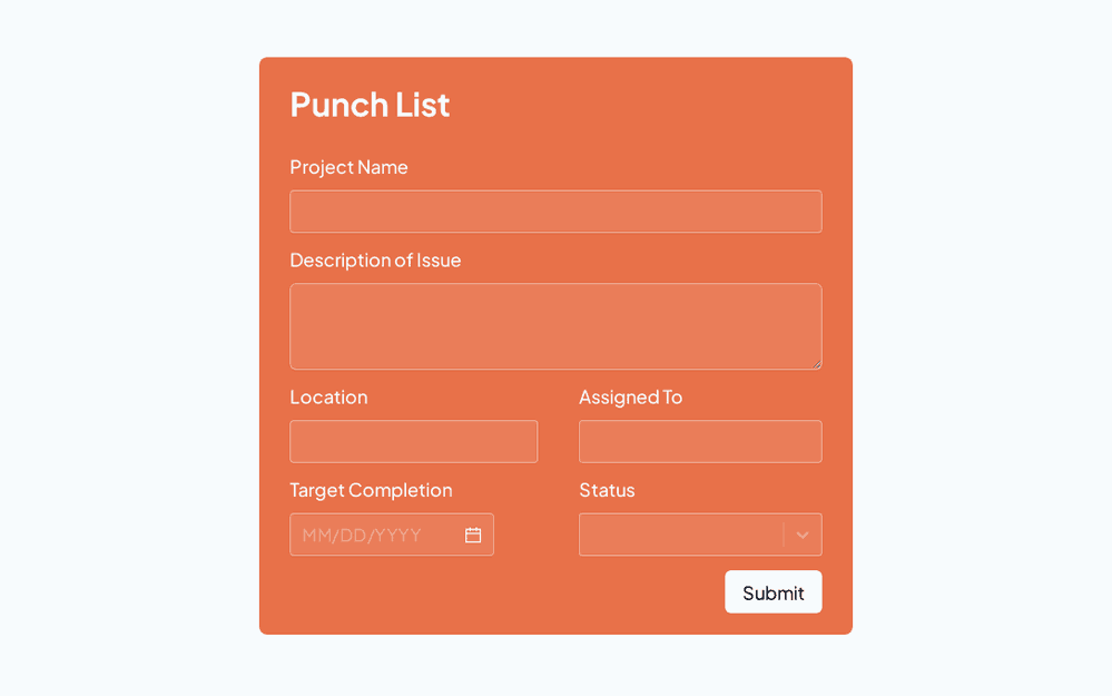 Punch List Form Template template preview