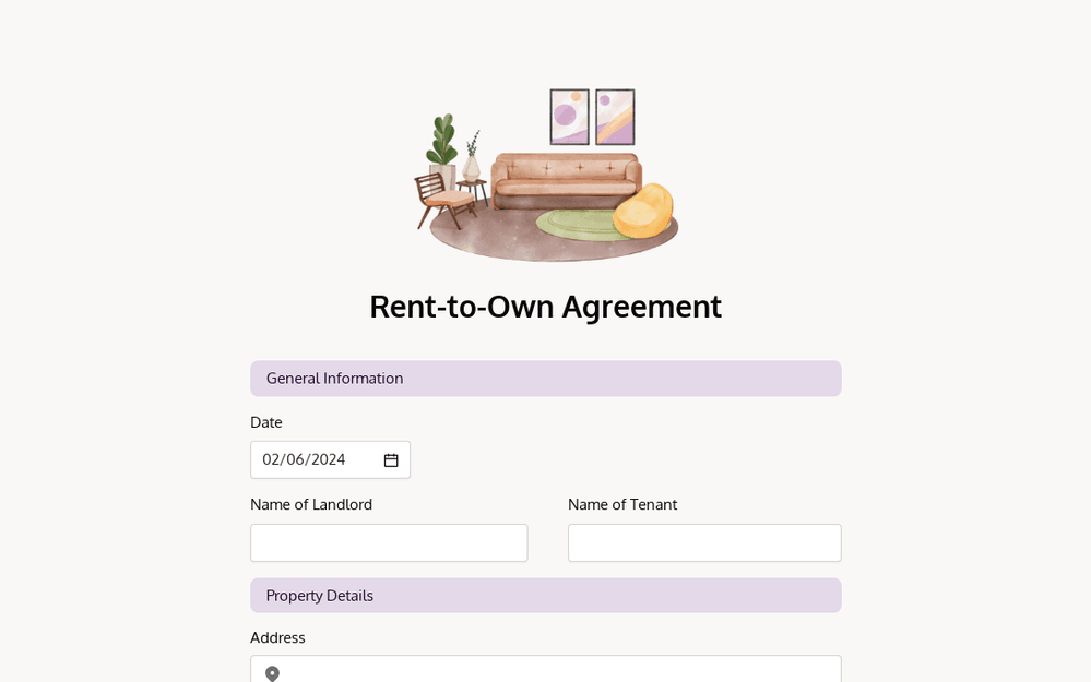 Rent-to-Own Agreement Form template preview