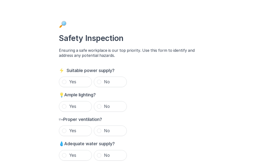 Safety Inspection Form template preview