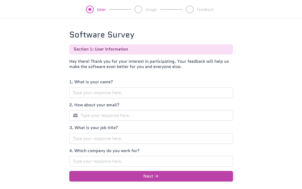 Plantilla de encuesta sobre software template preview