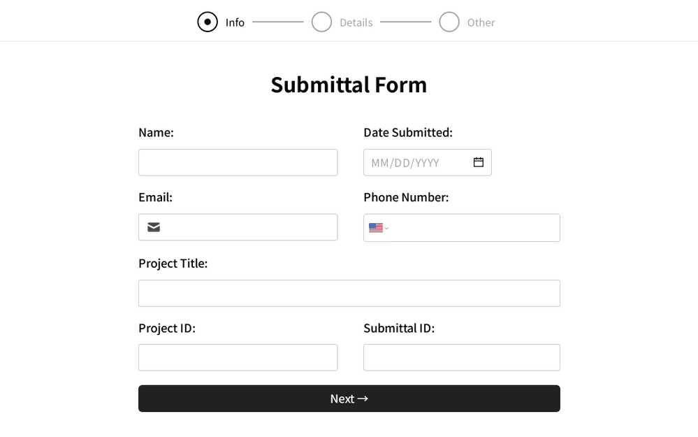 Submittal Form template preview