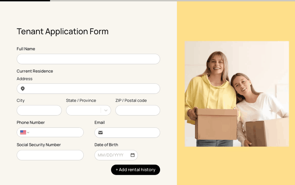 Tenant Application Form Template template preview