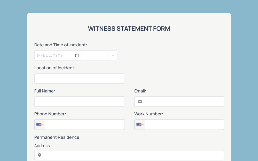 Witness Statement Form Template template preview