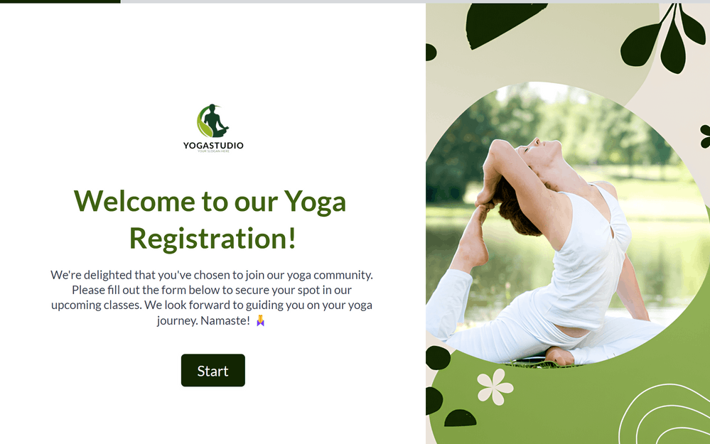 Yoga Registration Form template preview